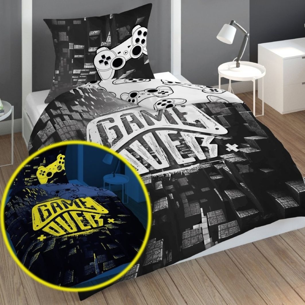 Dekbedovertrek Game over - katoen - 140x200 + 70x80 cm