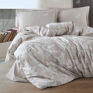 .Decoware® Katoen dekbedovertrek Natur bladeren - zand