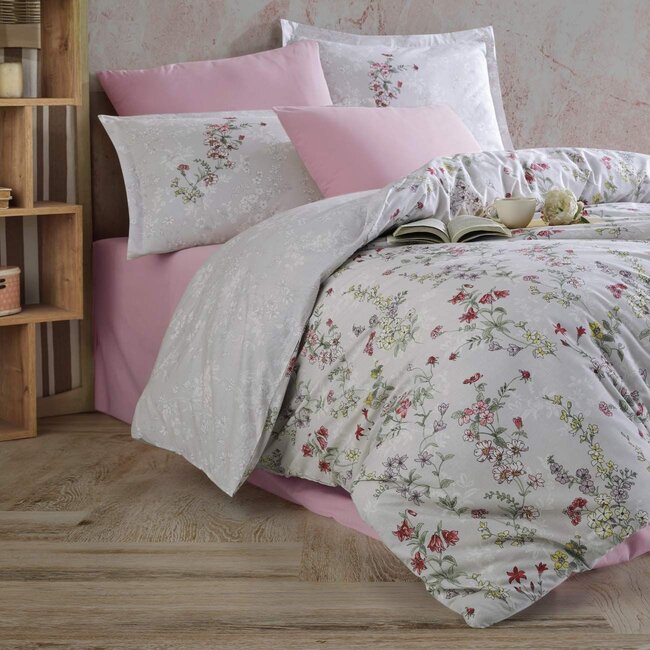 Katoen dekbedovertrek Novara bloemen