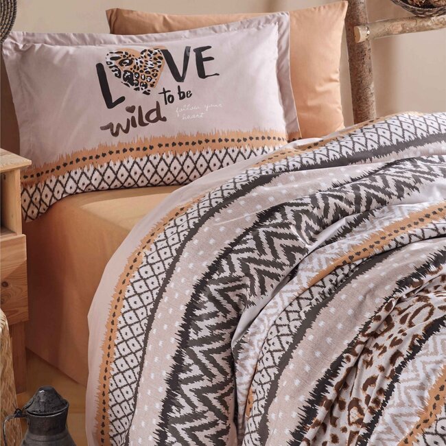 Katoen dekbedovertrek Afro - 140x220 + 60x70 cm