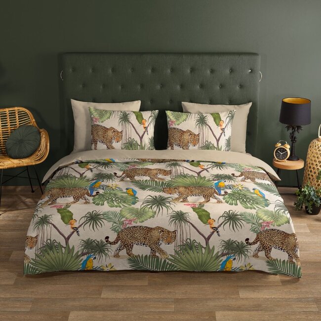 Katoen dekbedovertrek Panter jungle tropical
