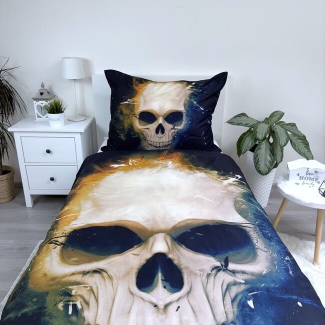 Microvezel dekbedovertrek Doodshoofd schedel - 140x200 cm + 70x90 cm