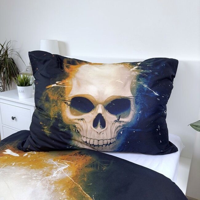 Microvezel dekbedovertrek Doodshoofd schedel - 140x200 cm + 70x90 cm