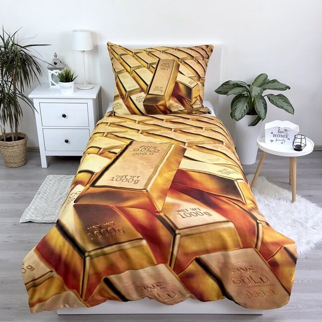 Microvezel dekbedovertrek goudstaven - 140x200 + 70x90 cm