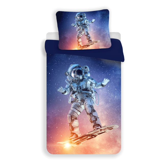 Microvezel dekbedovertrek Astronaut op spaceboard - 140x200 cm + 70x90 cm