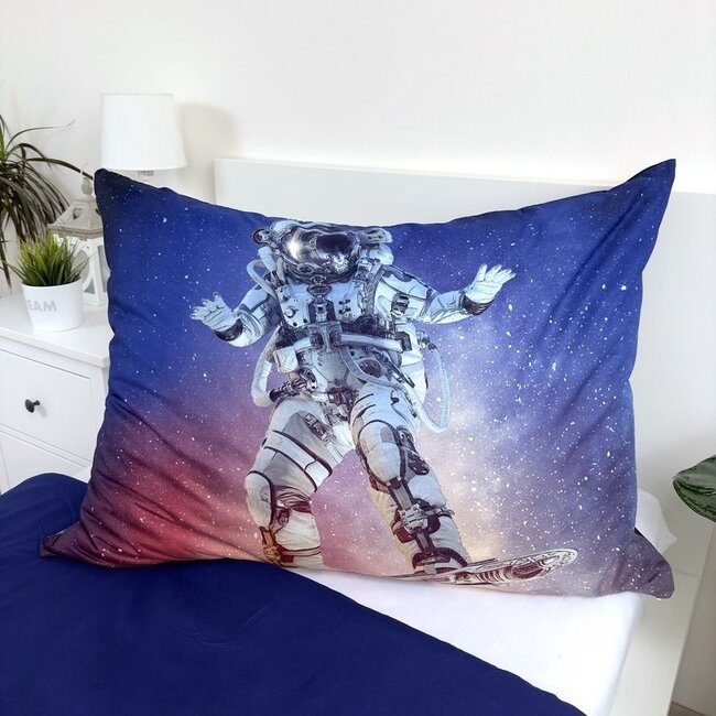 Microvezel dekbedovertrek Astronaut op spaceboard - 140x200 cm + 70x90 cm