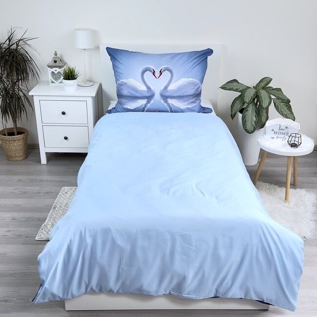 Microvezel dekbedovertrek Zwanen hart - 140x200 cm + 70x90 cm