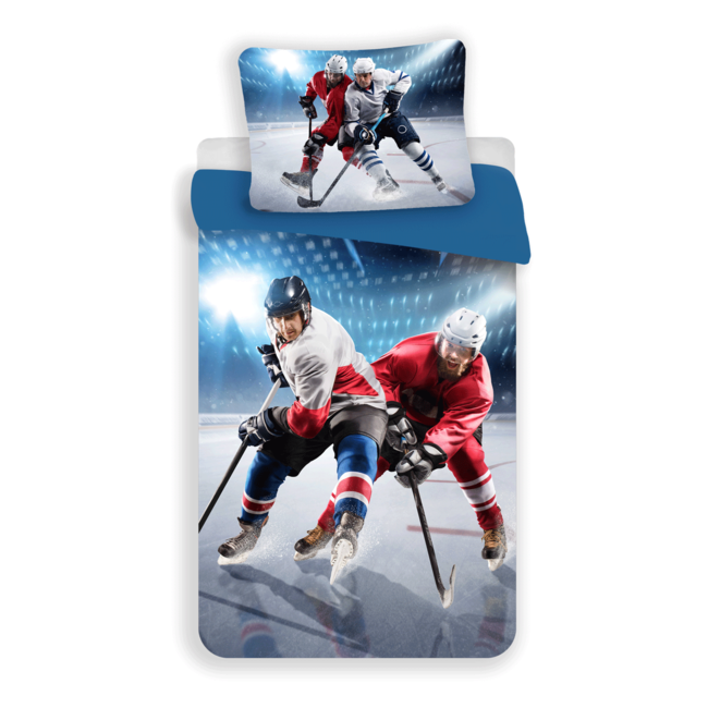 Microvezel dekbedovertrek ijshockey - 140x200 + 70x90 cm