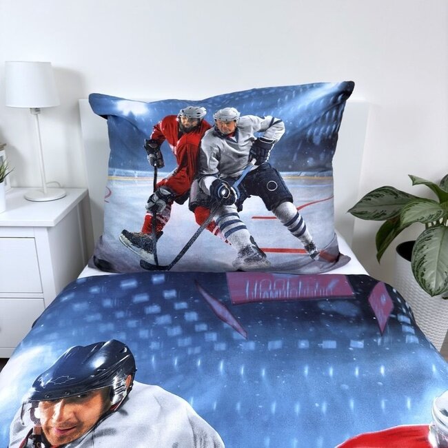 Microvezel dekbedovertrek ijshockey - 140x200 + 70x90 cm