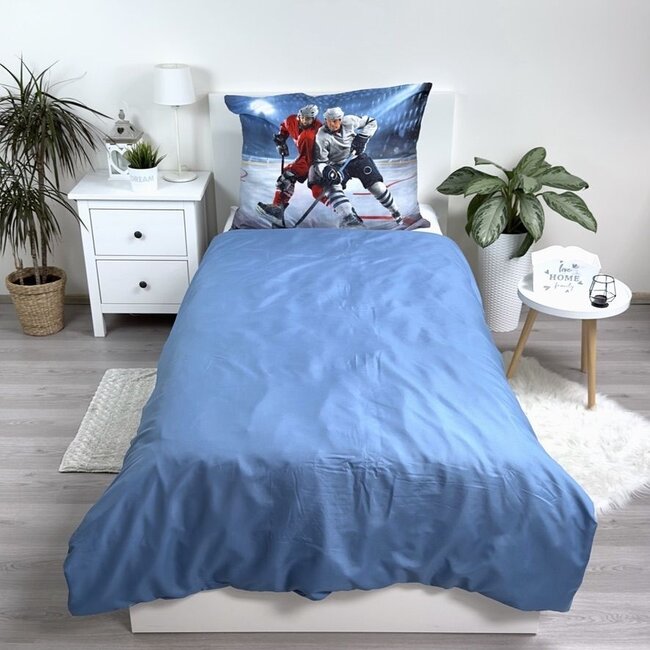 Microvezel dekbedovertrek ijshockey - 140x200 + 70x90 cm
