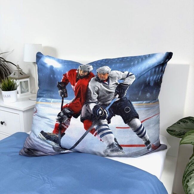 Microvezel dekbedovertrek ijshockey - 140x200 + 70x90 cm