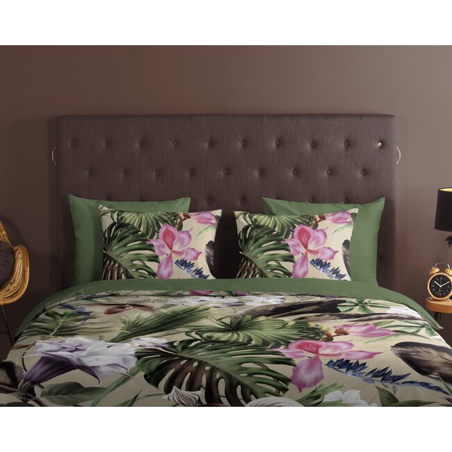 Katoen dekbedovertrek Irze planten