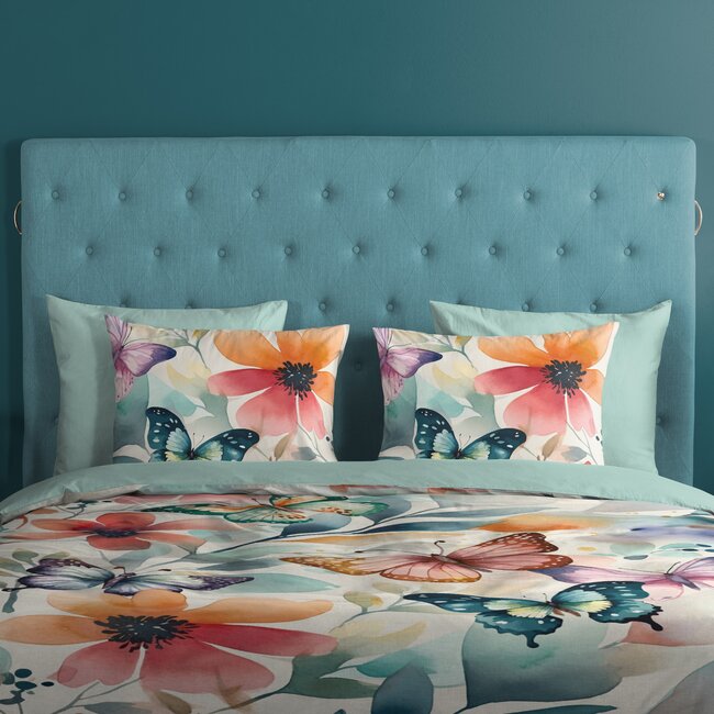 Katoen dekbedovertrek Vallee vlinders bloemen