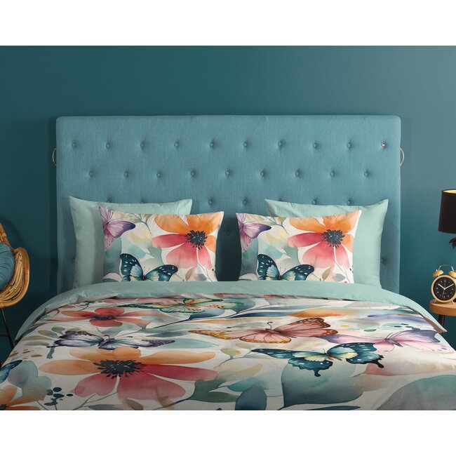 Katoen dekbedovertrek Vallee vlinders bloemen