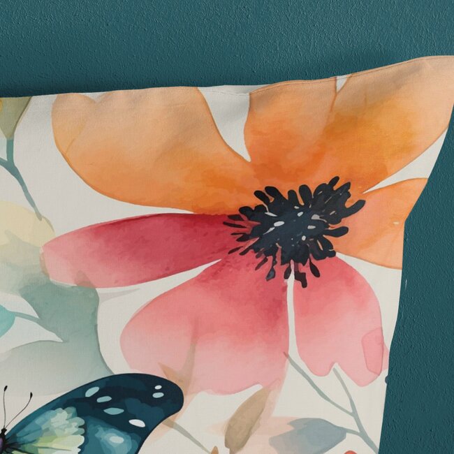 Katoen dekbedovertrek Vallee vlinders bloemen