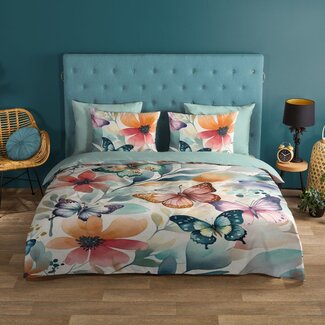 Good Morning Katoen dekbedovertrek Vallee vlinders bloemen