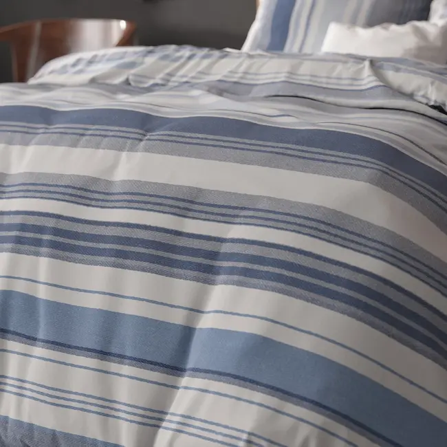 Polykatoen dekbedovertrek Stripy blauw