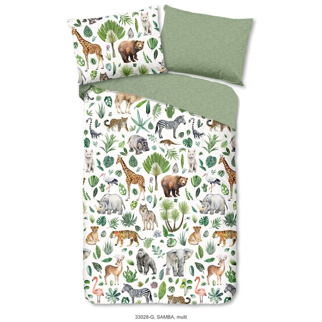 Katoen kinderdekbedovertrek Samba jungle - 140x220 + 60x70 cm