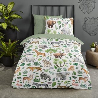 Good Morning Katoen dekbedovertrek Samba jungle - eenpersoons