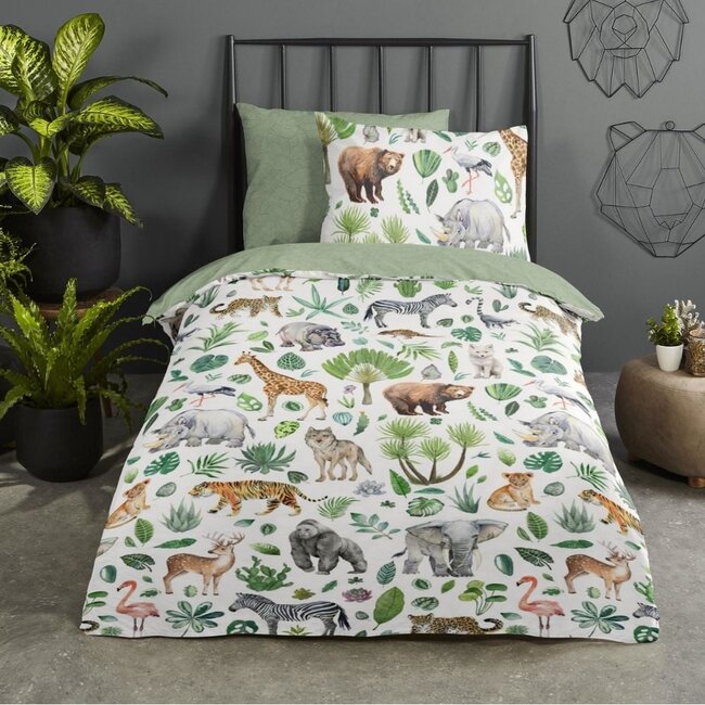 Katoen kinderdekbedovertrek Samba jungle - 140x220 + 60x70 cm