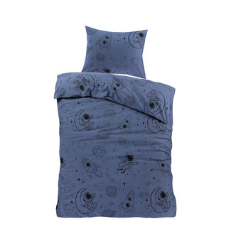 .Decoware® Dekbedovertrek Kosmos blauw - Katoen - eenpersoons