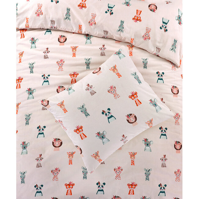 Katoen dekbedovertrek Diertjes - 140x200 + 60x70 cm