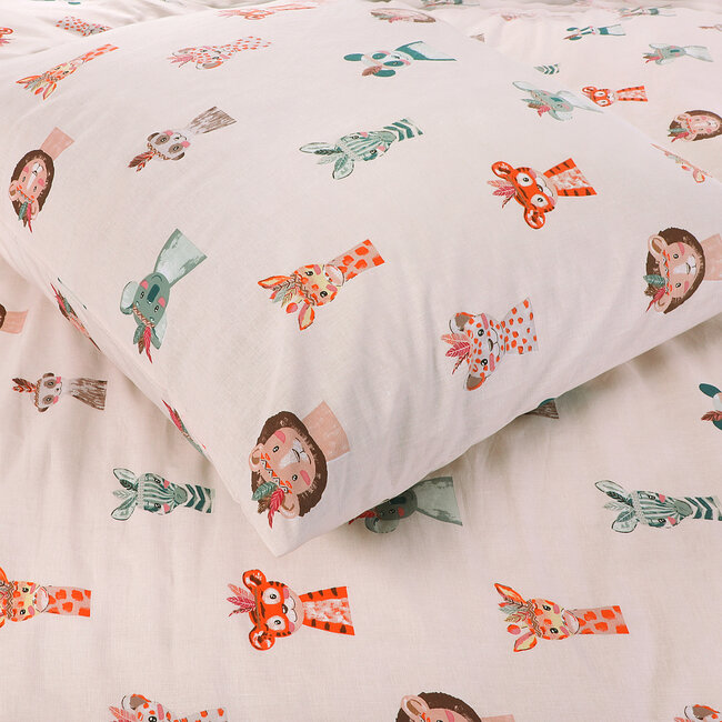 Katoen dekbedovertrek Diertjes - 140x200 + 60x70 cm