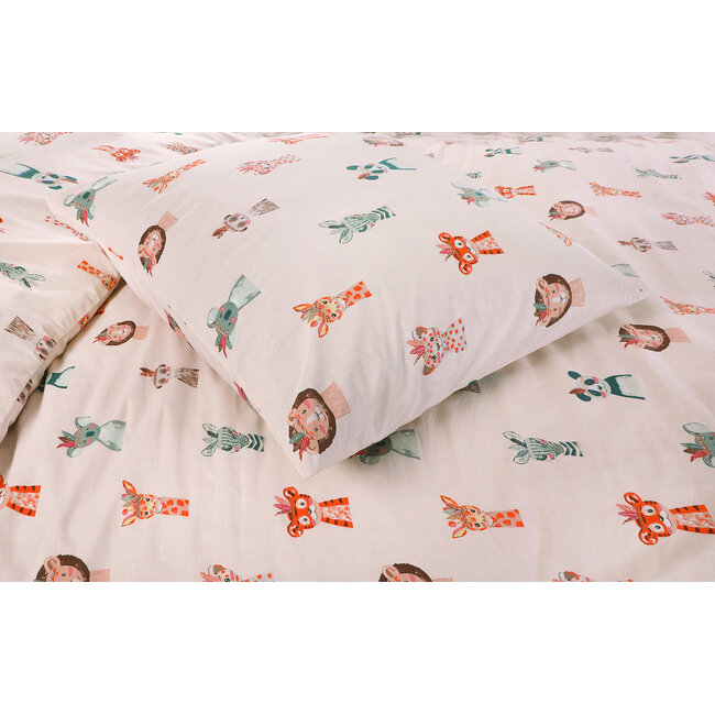 Katoen dekbedovertrek Diertjes - 140x200 + 60x70 cm