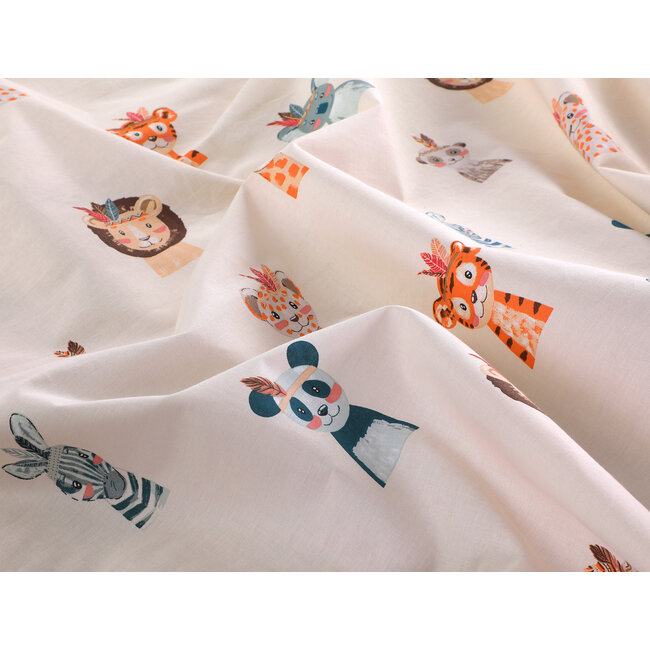 Katoen dekbedovertrek Diertjes - 140x200 + 60x70 cm