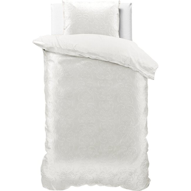 Velvet dekbedovertrek Sultan - embossed - wit - 140x220 + 60x70 cm