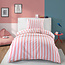Katoen dekbedovertrek Strepen roze wit - 140x200 + 60x70 cm