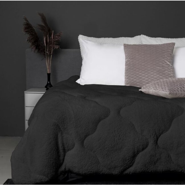 All in one lazy dekbed teddy -  Dekbed en overtrek in 1 - Antraciet