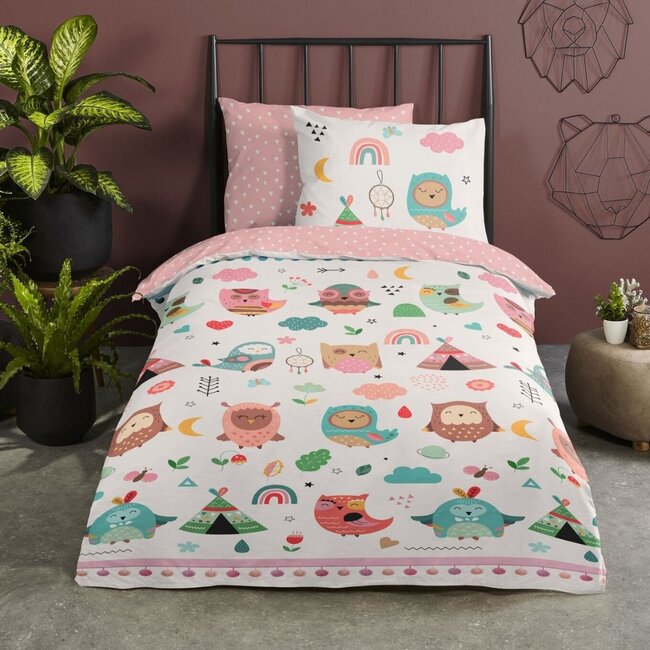 Katoen kinderdekbedovertrek Wise - 140x220 + 60x70 cm