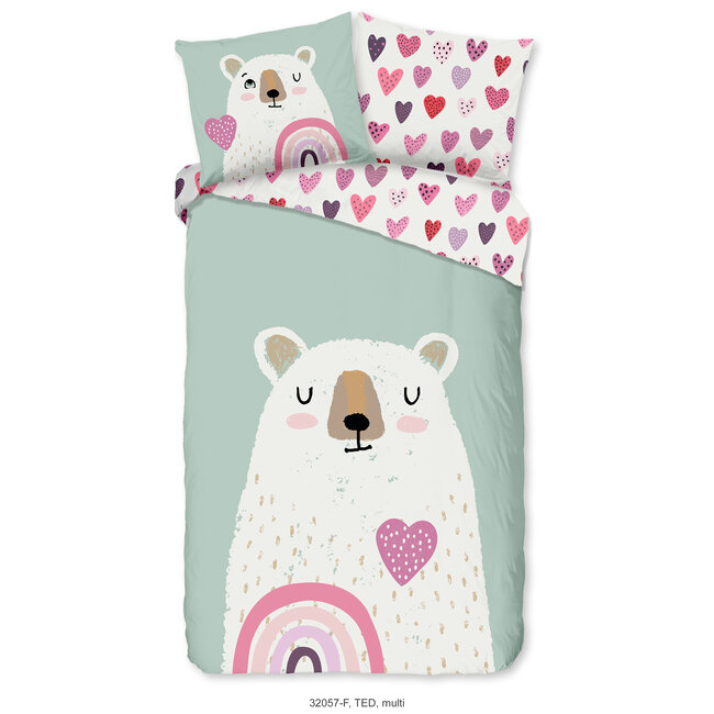 Flanel kinderdekbedovertrek Ted - 140x220 + 60x70 cm