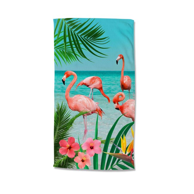 Strandlaken Flamingo beach - 100x180 cm