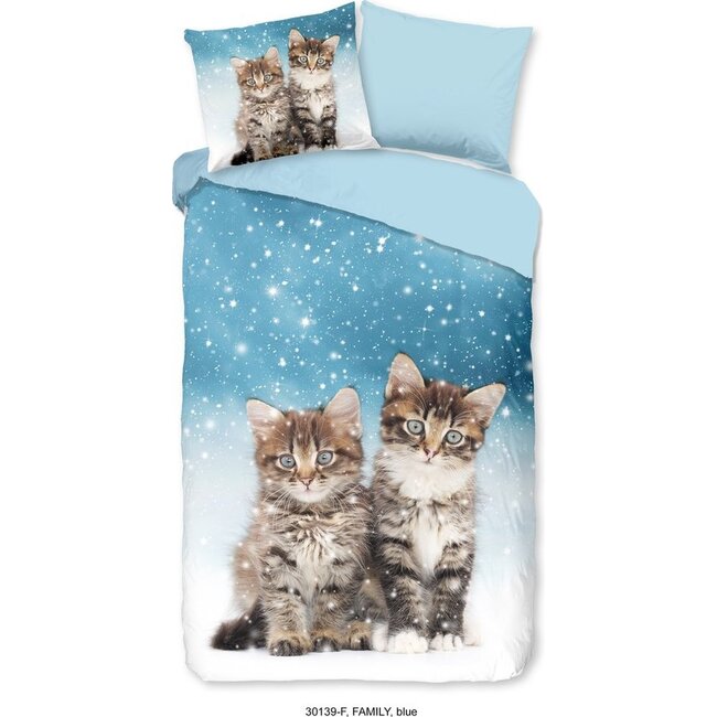 Flanel kinderdekbedovertrek kitten family - 140x220 + 60x70 cm