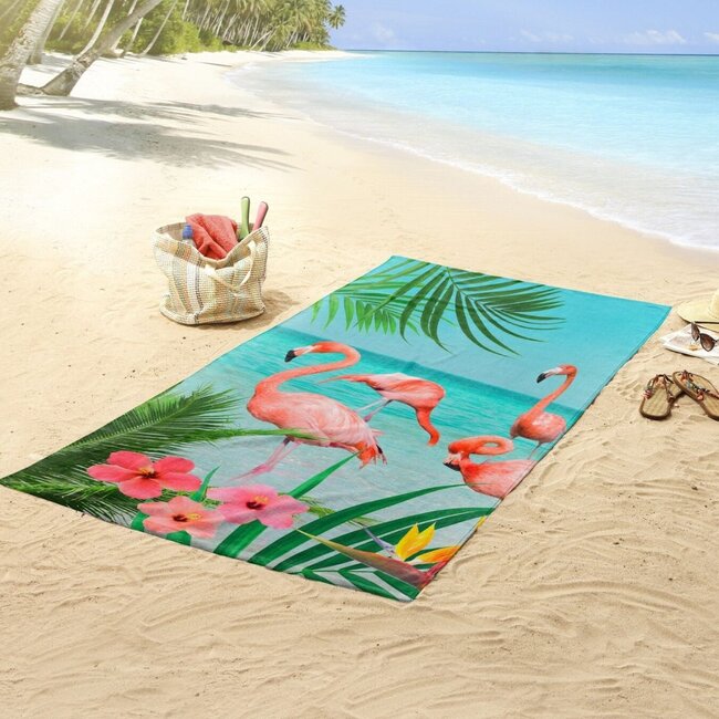 Strandlaken Flamingo beach - 100x180 cm