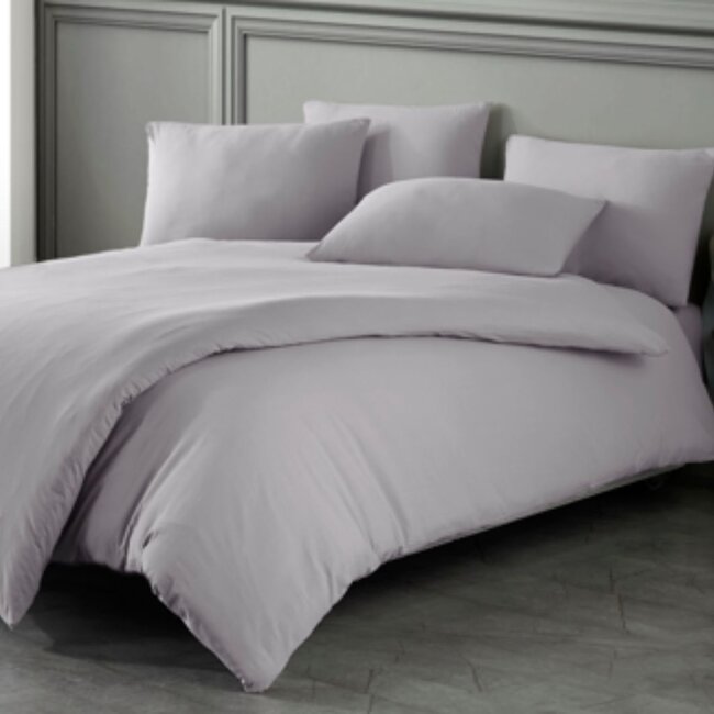 Katoen dekbedovertrek Stone washed - grijs