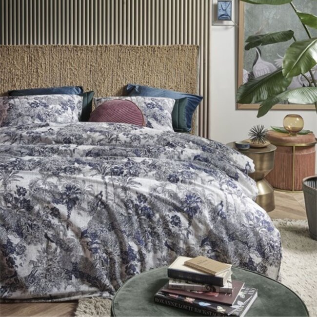 Katoen dekbedovertrek Sketch blauw