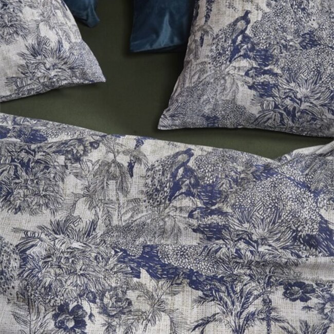 Katoen dekbedovertrek Sketch blauw