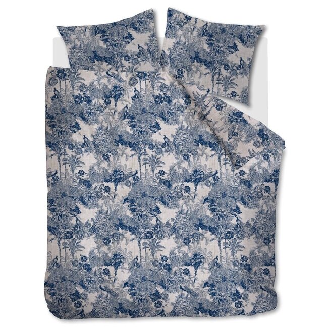 Katoen dekbedovertrek Sketch blauw