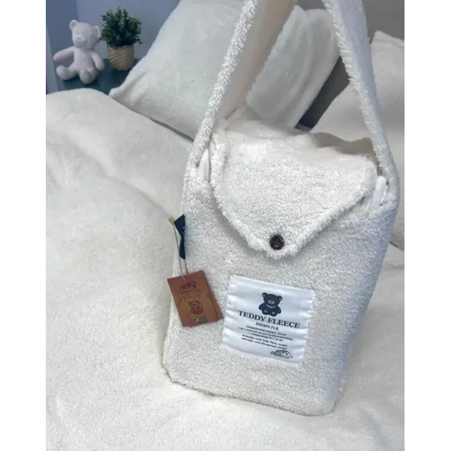 Teddy fleece dekbedovertrek onderkant microvezel - parelwit
