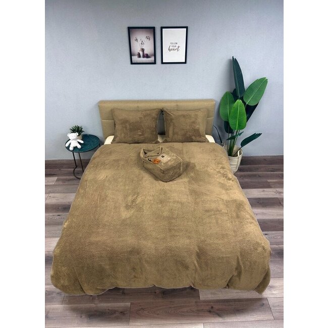 Teddy fleece dekbedovertrek onderkant microvezel - Taupe