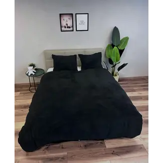Beau Maison Teddy fleece dekbedovertrek onderkant microvezel - Zwart