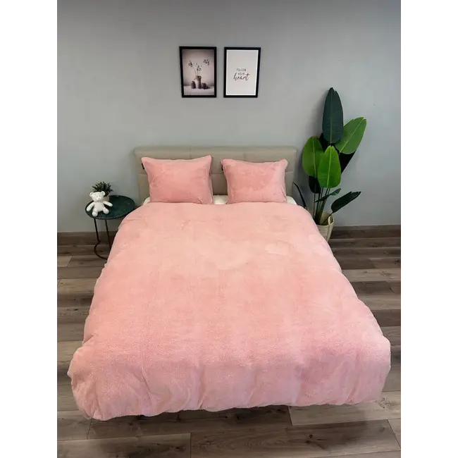 Teddy fleece dekbedovertrek onderkant microvezel - Roze