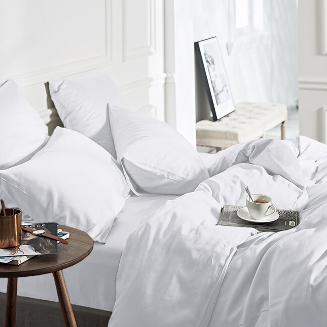 Bamboe dekbedovertrek wit