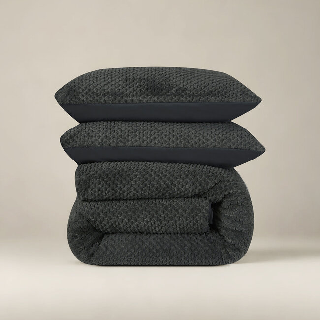 Teddy dekbedovertrek Fur - antraciet - onderkant microvezel