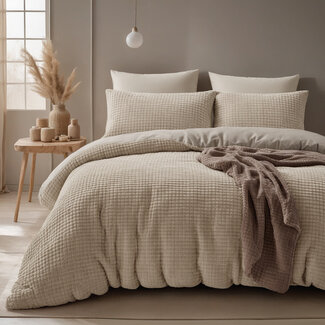 Sleeptime Teddy dekbedovertrek Check - Taupe - onderkant microvezel