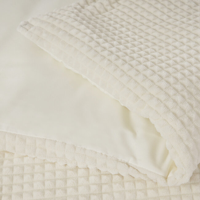 Teddy dekbedovertrek Check - crème - onderkant microvezel