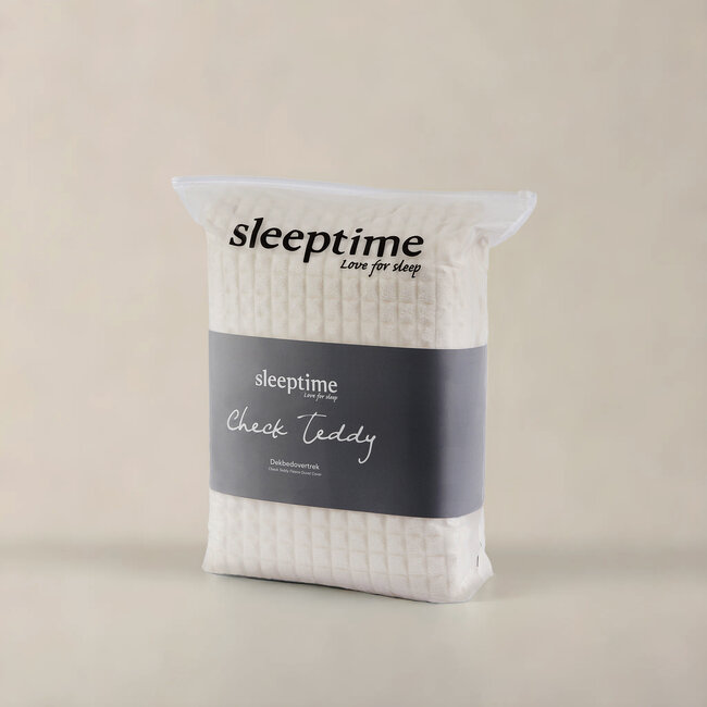 Teddy dekbedovertrek Check - crème - onderkant microvezel